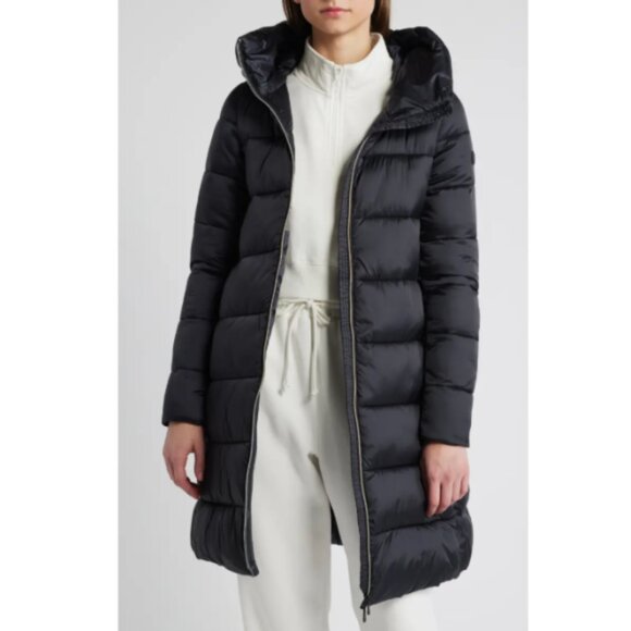 SAVE THE DUCK 'LYSA' Water-Repellent Quilted Puffer Coat, Black